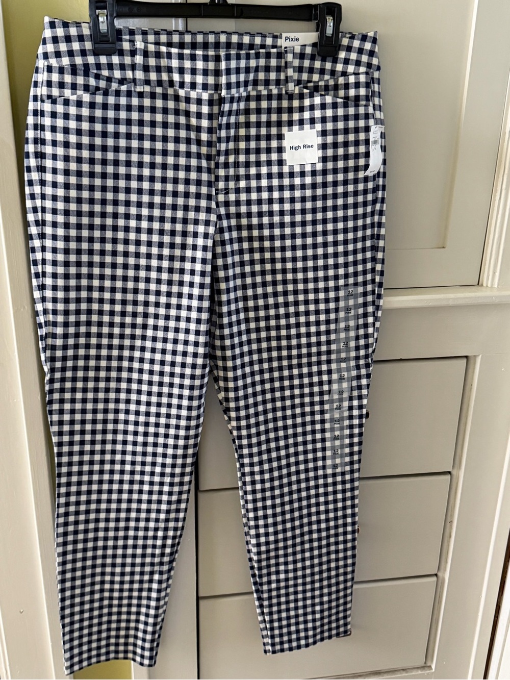 Old Navy Pixie High-Rise Navy and White Gingham Pants